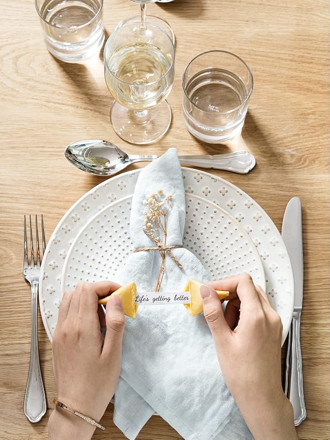 LE TAUCI Ceramic Salad Plates Set of 4, 8 Inch Embossed Dessert Plates for Appetizer and Small Dinner, Modern White Ceramic Plates for Kitchen, Microwave and Dishwasher Safe - Arctic White