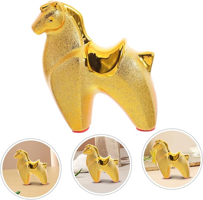 Angoily Year of Horse Ceramic Sculpture Decorative Figurine for Living Office Desk Fade-Resistant Finish Horse Statue Symbolizing Success and Ambition Small Elegant Animal Ornament