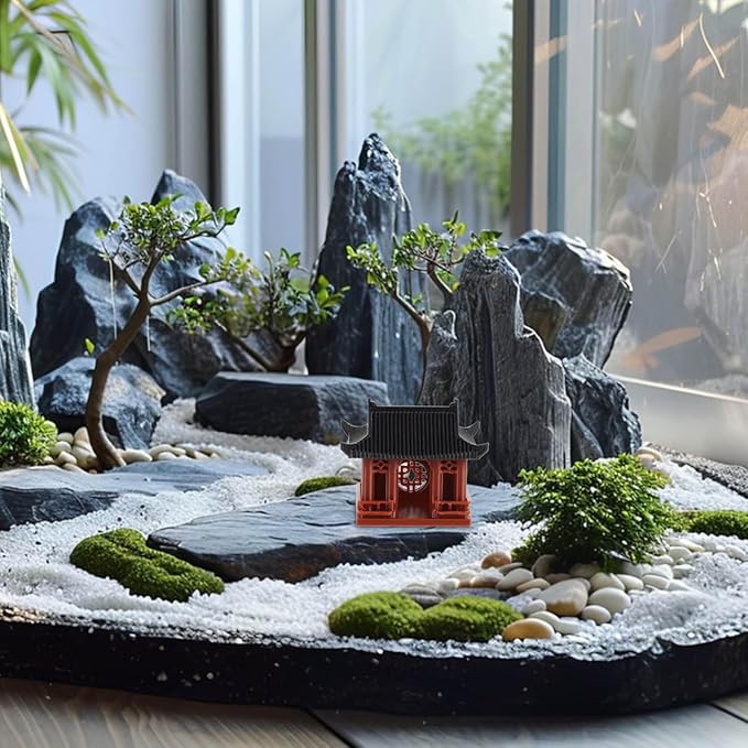 PRETYZOOM Miniature Pavilion Ornament Asian Style Pagoda Sculpture for Bonsai Gardens Tabletop Decor Zen Garden Accessories for Fish Tanks and Miniature Landscapes