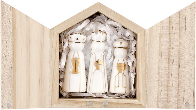 Santa Barbara Design Studio Christmas Figurines - Ceramic Holiday Figures in Keepsake Display Box, Set of 3, 3-Kings - Small