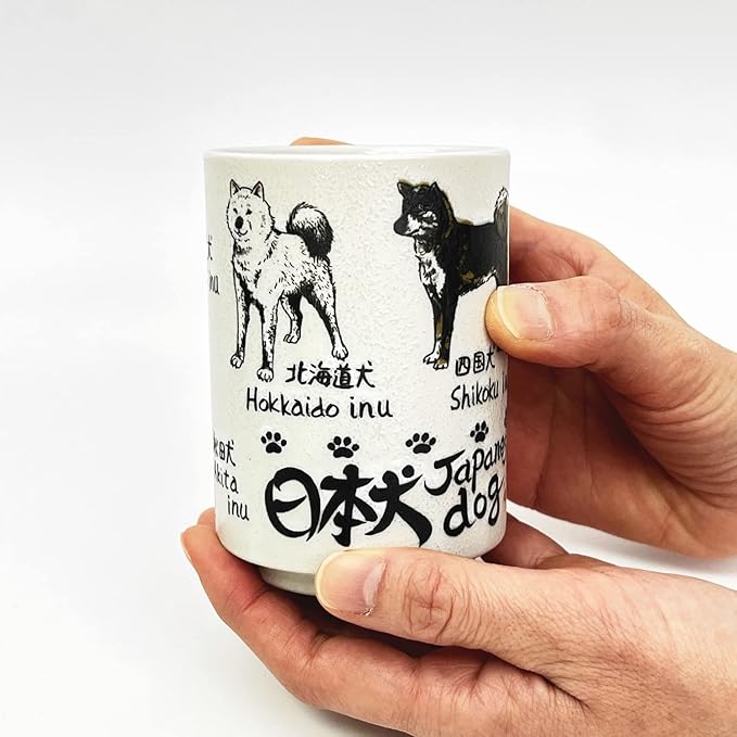 Japanese Tea Cup - Pottery 9 fl oz, Yunomi Mug, Sushi Made in Japan (C3-28 Japanese Cat)