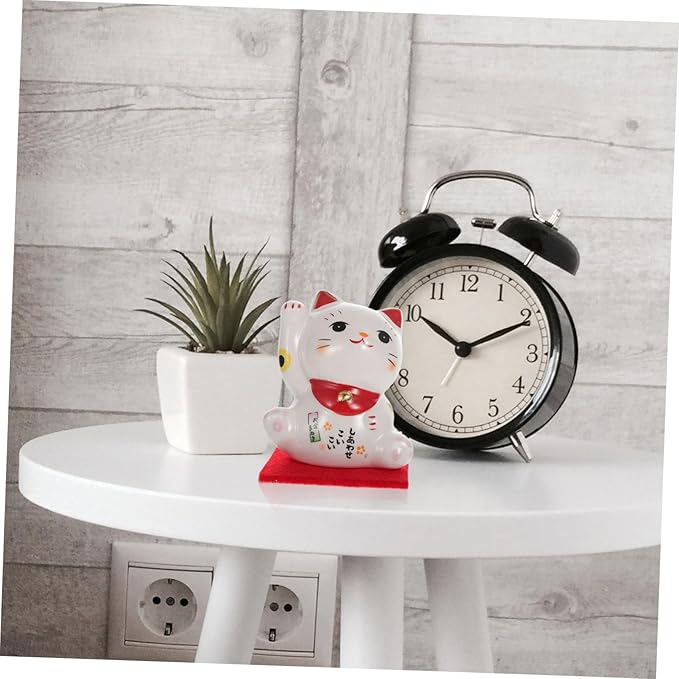 Alipis Lovely Japanese Style Fortune Cat Ornament for Desktop Decor Ceramic Sculpture with Creative Design Elegant Porcelain Figurine Home Office Feng Shui
