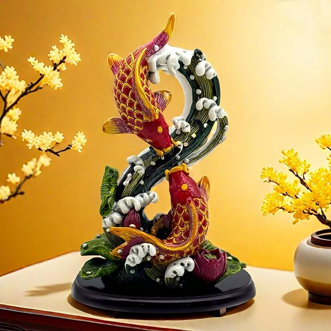 Chinese Feng Shui Fish Statue Sculpture Frgurine Good Lucky Gift for FengShui Lover Desktop Display Decorative Decoration