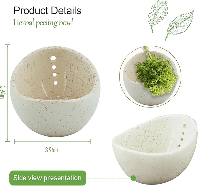 Herb Stripper,Herb Stripping Bowl Ceramic Pottery, Handmade Ceramic Herb Stripping Mug, Handmade Herb Stripping Tool for,Comes With a Cleaning Brush And A Cleaning Cloth