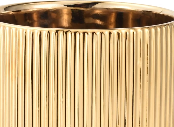 Utensil Holder, Ceramic Kitchen Gold Utensil Holder for Countertop,Cooking Utensil Crocks for Kitchen Counter 5.1 W x 6.6 H inches（stripes）