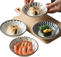 10 oz Ceramic Dessert Bowls Set of 4 Japanese 6 Inch Serving Dishes Shallow Bowls for Side Dishes,Appetizer,Sushi,Salad,Snacks,Fruit,Icecream,Microwave Dishwasher Safe(navy blue)