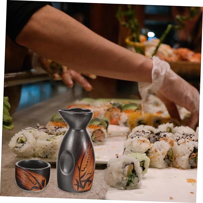 BESTYASH 1 Set Japanese Traditional Sake Set Ceramic Sake Pot and Cups for Home and Bar Use Elegant Design with Easy Pour Spout for Entertaining Guests and Special Occasions