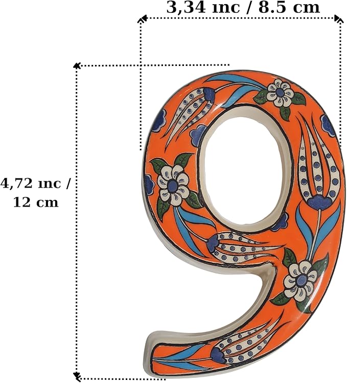 Large Ceramic Housewarming Sign Ceramic Address Plaque House Numbers Sign Door Personalized Coloured Decorative Hand Decoratede Housewarming Gifts Tulip Design 12 * 9 cm (Orange, 7)