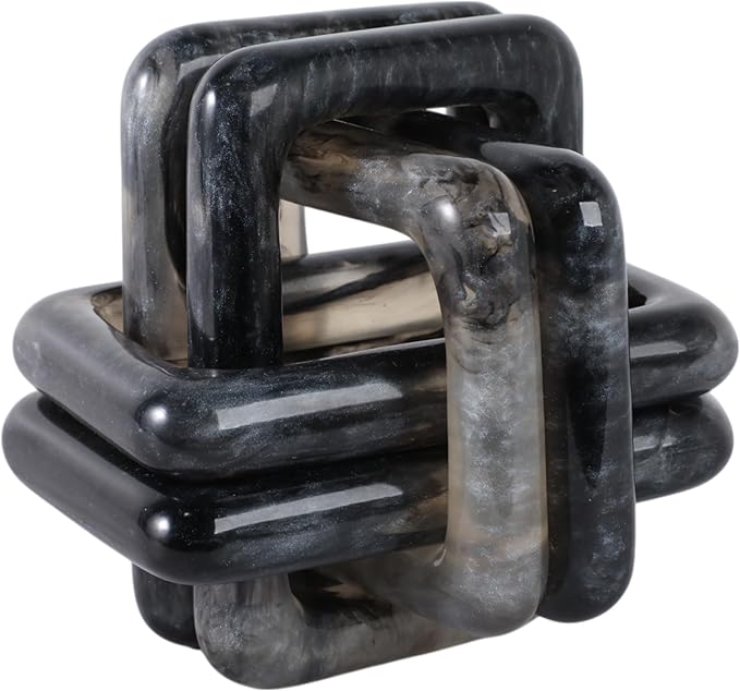 Sculpture for Home Decor and Bathroom Decor - Marble Knot Ornaments for Shelf Accents, Room Styling, and Office Design - Modern Statues Living Room Decor or Coffee Table Display - 6", Black