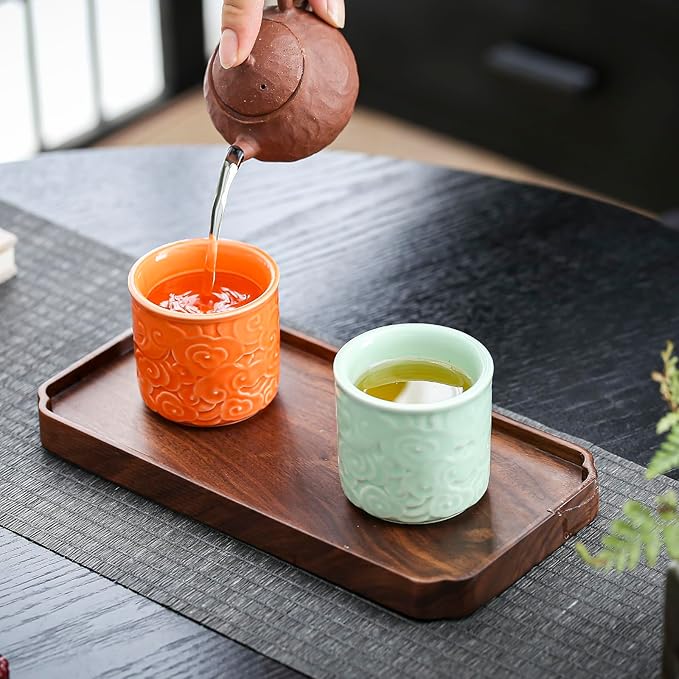 Ceramic Espresso Cups Set of 2-3oz Demitasse Cups for Coffee & Tea, No Handles, Durable & Dishwasher Safe (lawngreen, 2)