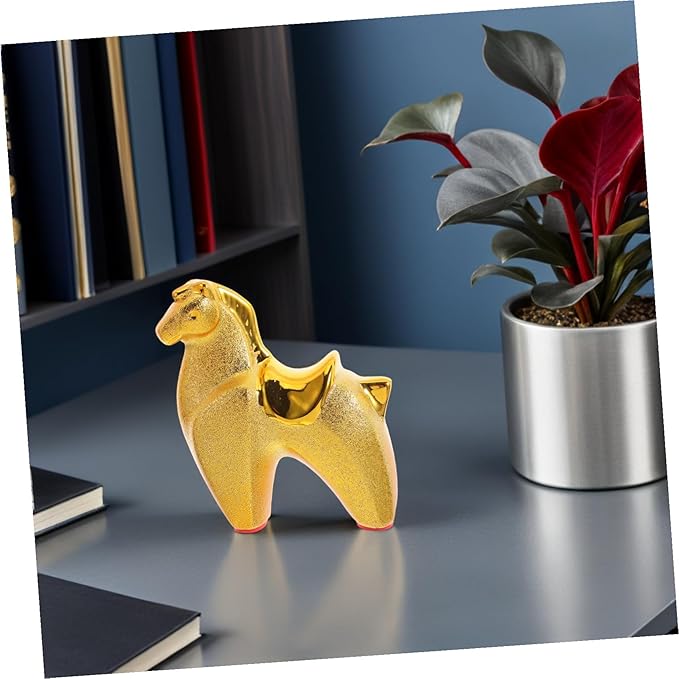 BESPORTBLE Year of Horse Ceramic Sculpture with Stable Base Decorative Animal Figurine for Home Office Desk Intricate Handmade Horse Statue for Prosperity and Refined Home Decor