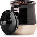 HASENSE Ceramic Food Storage Jar with Airtight Lid, Coffee Cookie Containers for Kitchen Counter, 30 FL OZ Kitchen Canisters for Coffee Beans, Tea, Sugar, Candy, Black Kitchen Decor