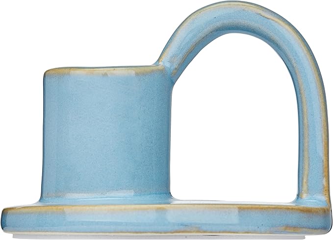 Ceramic Taper Candle Holders with Handle (Set of 2) – Tall Candlestick Holders for Table Decor Centerpieces, Rustic Home Décor, and Dinner Table Styling Robin's Egg Blue