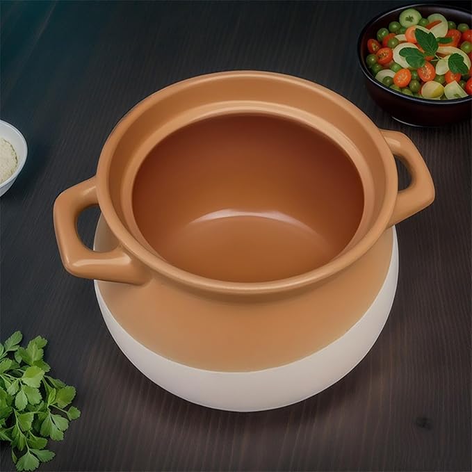 Clay Pot for Cooking with Lid Ceramic Cooking Pot Ceramic Cookware Heat-Resistant Casserole Dish with Lid Korean Stone Pot Cookware for Cooking Hot Pot Soup Meat Rice,3.5L