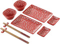 10 pcs Japanese Sushi Plate Sets Serving Platters and Trays for Entertaining Sushi Dishes Set Plates Sushi Plates Traditional Cuisine Dinnerware Sets with Chopsticks Hundred Family Names
