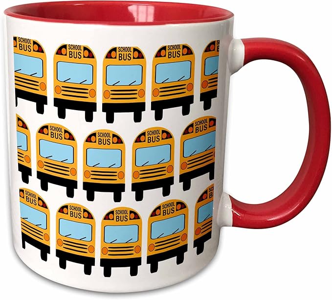 3dRose School Bus 11oz Two-Tone Red Mug