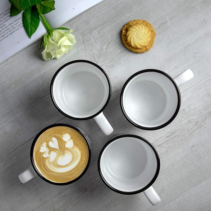 City to Cottage Handmade White And Black Polka Dot Ceramic Extra Large 17.5oz/500ml | Hot Chocolate, Coffee, Tea Mug, Cup with Handle Unique Designer Pottery for Tea Lovers