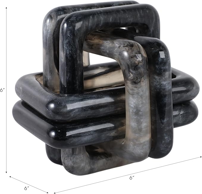 Sculpture for Home Decor and Bathroom Decor - Marble Knot Ornaments for Shelf Accents, Room Styling, and Office Design - Modern Statues Living Room Decor or Coffee Table Display - 6", Black
