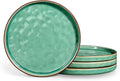 LIANYU 7.9 Inch Dessert Plates of 4, Kitchen Ceramic Dinner Plates Set, Dinnerware Serving Dishes Set, Dinnerware Salad Appetizer Plates for Microwave Dishwasher Oven, Chip Resistant, Emerald Green