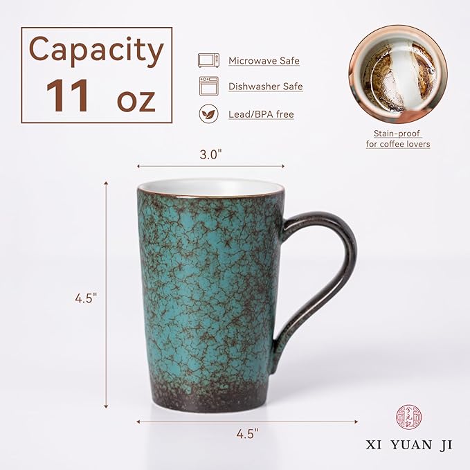Premium Ceramic Coffee Mug 11oz – Unique Handmade Style Mug for Office & Home, Microwave Dishwasher Safe, Artistic Gift Coffee Cup for Yourself or Friends