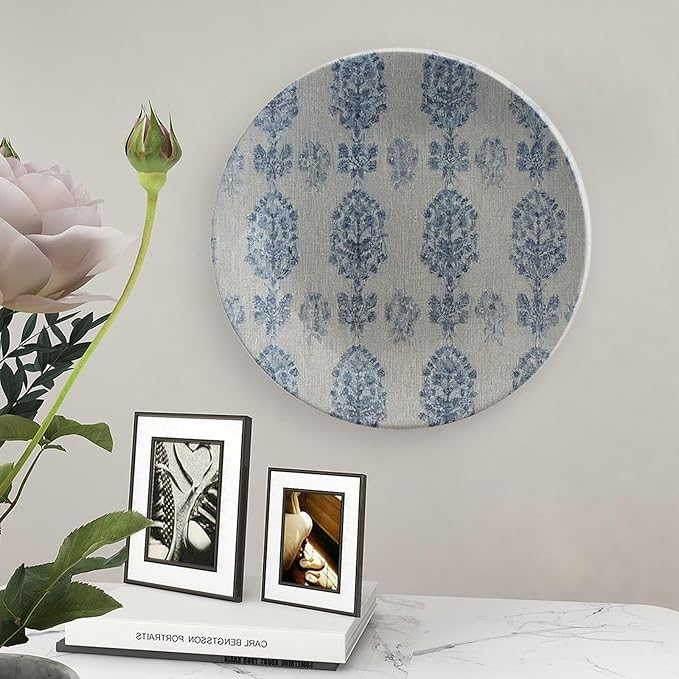 Blue Flowers Aqua Plates Ceramic for Display Blue Indigo Floral Chinoiserie Office Wedding Supplies Household Housewarming Gifts Holiday Party Decorations Custom Gifts for Men Women Wedding