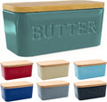 PriorityChef Extra Large Butter Dish with Lid for Countertop, Ceramic Butter Container With Airtight Cover, Butter Keeper for Counter or Fridge, Butter Holder Storage, Teal Blue