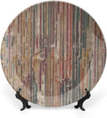 Christmas Plates Ceramic for Display Rainbow Stripes Abstract Display Wedding Supplies Chinese Plates with Display Stand Customize Gifts for Men Women, 6", 7", 8", 10"