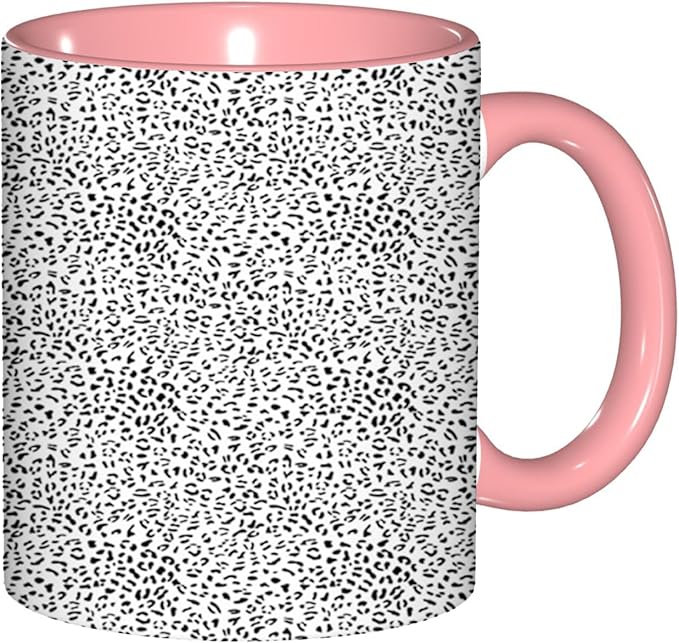 Animal Print,Ceramic Coffee Mug, Leopard Skin Pattern, Funny Tea Cup, 6 Colors to Choose, 11 Oz, Dishwasher and Microwave Safe (Pink)