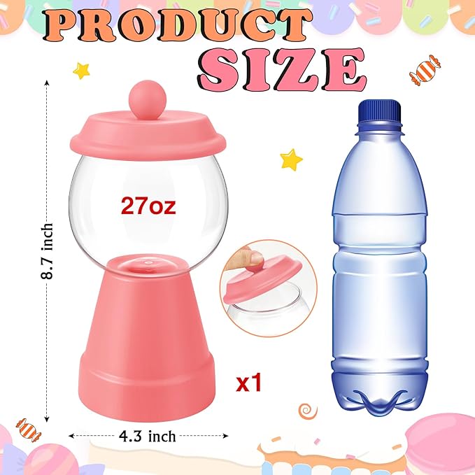 Thyle 27 oz Plastic Candy Jar with Lid Ceramic Candy Jar Food Storage Container for Easter Wedding Party Centerpieces DIY Gifts Game Table Ornament Holder Treats(Baby Pink)
