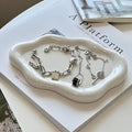 Jewelry Dish - Trinket & Ring Tray, Ceramic, Aesthetic Vanity Decor - Mother's Day, Christmas, Birthday Gift for Women (White)