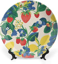 Summer Cherry Lemon Citrus Garden Vintage Plates, Personalized Design Collector Plates for Display Kitchen Art Decoration Decor, Unique Art with Stand Art Decorations for Home Table