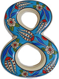 Large Ceramic Housewarming Sign Ceramic Address Plaque House Numbers Sign Door Personalized Coloured Decorative Hand Decoratede Housewarming Gifts Tulip Design 12 * 9 cm (Turquoise, 8)