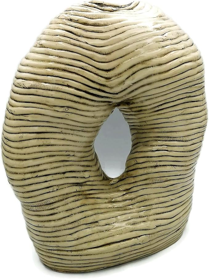 Large Modern Ceramic Sculpture Hollow Shaped Handmade Stoneware Contemporary Art Textured For Table Or Floor 29cm/11in