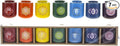 Mega Candles 7 pcs Ceramic 7/8 Inch Diameter Chakra Chime Ritual Spirtual Energy Spell Candle Holders - Assorted Colors