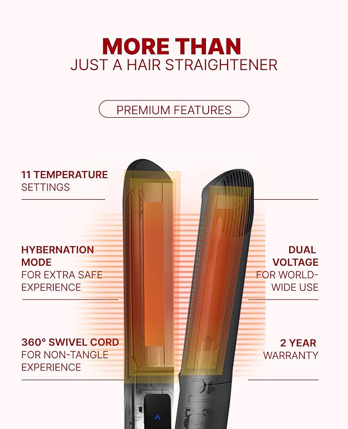 GLAMPALM Classic Volumizing 0.4" | Ceramic Flat Iron Infused with Vita-C Curved Plates for Volume & Curl Korean No.1 Hair straighteners for Women, Root Volume Iron | GP102