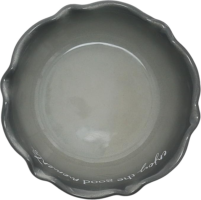 Pavilion Gift Company - Enjoy The Good Moments - 4.5" Ceramic Bowl With Bamboo Serving Spoon Neutral Ombre Kitchen Serveware Housewarming Gift Hostest Host Present