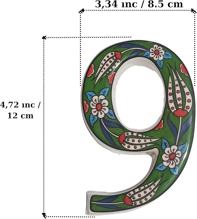 Large Ceramic Housewarming Sign Ceramic Address Plaque House Numbers Sign Door Personalized Coloured Decorative Hand Decoratede Housewarming Gifts Tulip Design 12 * 9 cm (Green, 9)