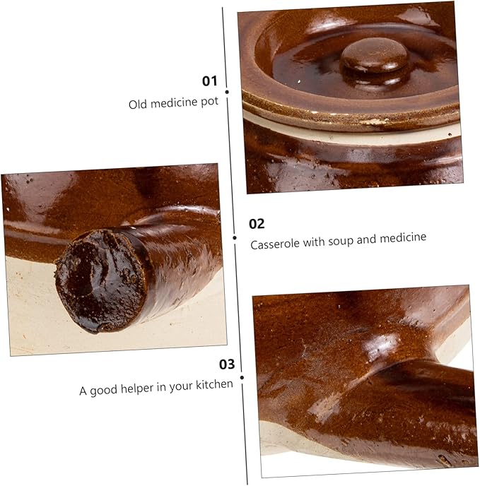 Old Fashioned Medicine Pot Pottery Clay Cooking Pot Traditional Chinese Medicine Cooker Stove Cooking Casserole Medicine Boiling Pot Chinese Medicine Casserole Kitchen Accessory