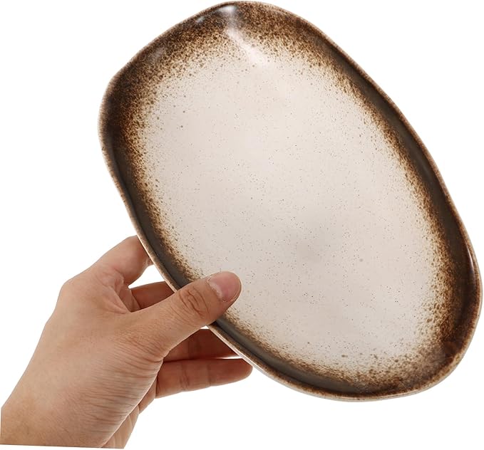 Ceramic Plate Irregular Fish Plate Japanese Style Pottery Dish for Dried Fruits Salad and Quick Meals Unique Vintage Design Lightweight Dinnerware for Home Use