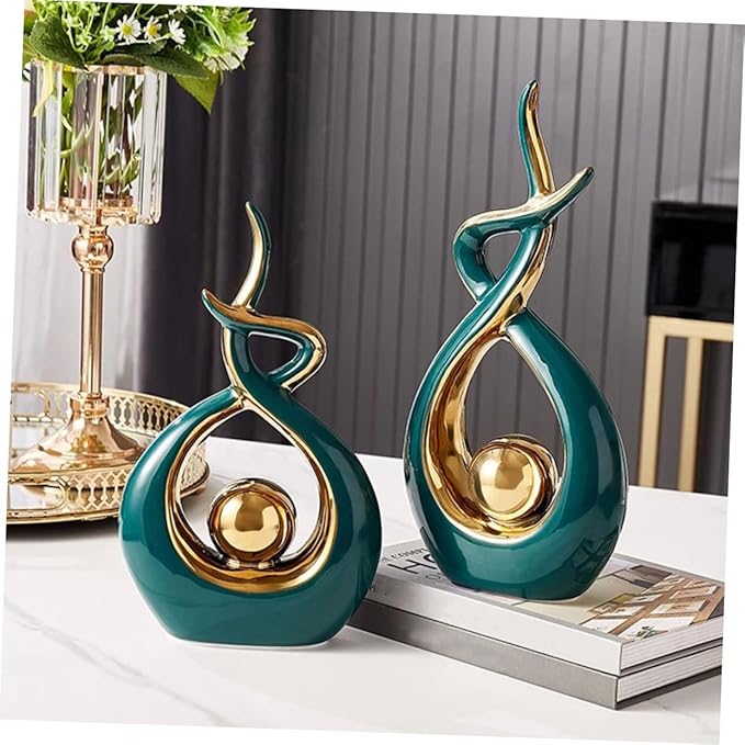 Ceramic Abstract Statue for Home Decor Modern Art Sculpture for Living Room and Dining Room Unique Design Eye-catching Tabletop Ornament Chic Handmade Decoration