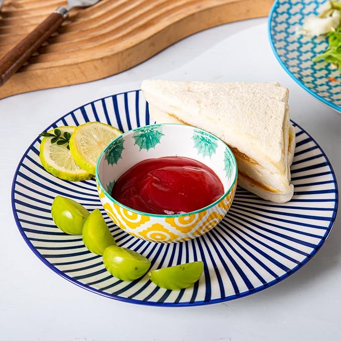 Ceramic Dipping Bowls Set - Mini 4 Oz Dessert Bowls Set - Small 3.5 Inch Porcelain Bowls for Side Dishes, Snack, Appetizer, Yogurt - Microwave Dishwasher Safe - Set of 6 - Assorted Colors