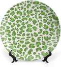 Fashion Plates Leopard Animal Print Green And Gray Custom Decor for Kitchen Wedding Festival Club Ceramic Hanging Decorative Plate with Display Stand And Hook Up, Multi Sizes, Gifts for Men Women