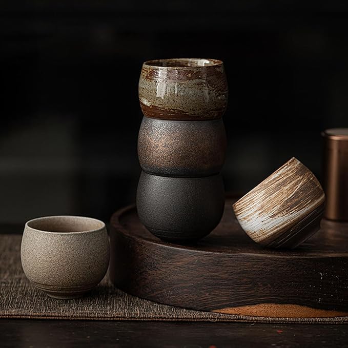 Japanese Tea Cups, Handmade Stone Pottery Tea Cup Wabi Aesthetics Ceramic Matcha Mug Yunomi for Coffee and Tea C 1 Pc