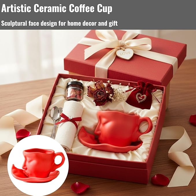 Artistic Ceramic Coffee Mug with Sculptural Face Design for Home Decor and Gift Giving