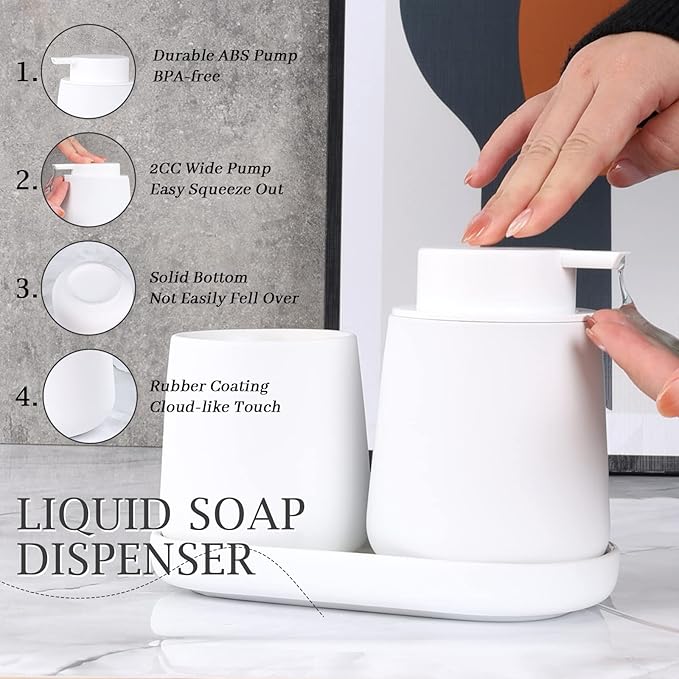 BosilunLife Bathroom Accessories Set 3 pcs (White-Liquid)