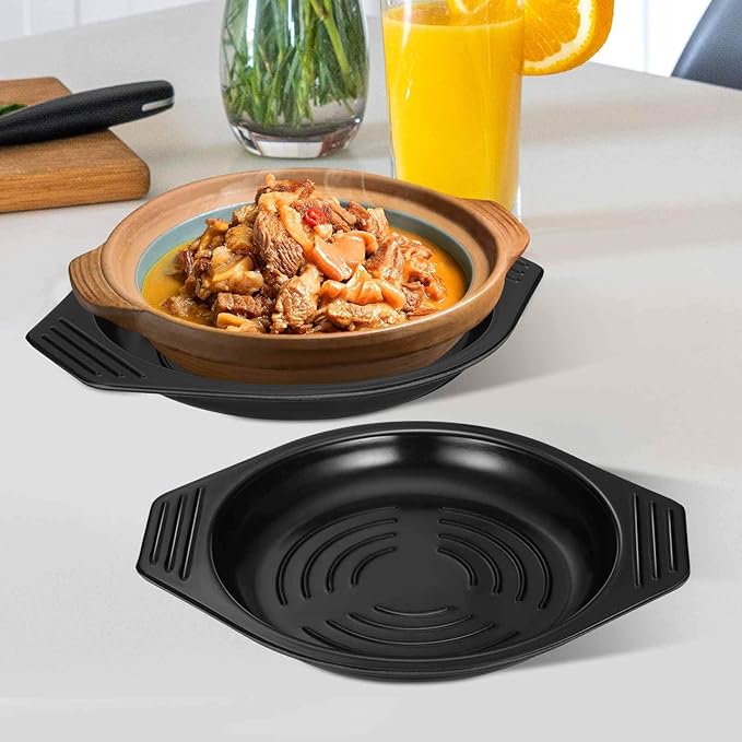 Casserole Tray 2-Pack Heat Resistant Trivet for Hot Pots Korean Stone Pot Mat Insulation Pad 8.46 X 7.08 Inches