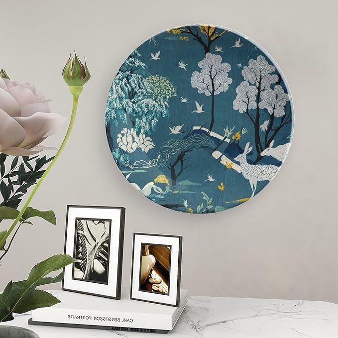 Fishing Village Blue Fashion Plates for Display Household Wedding Supplies Office Club Holiday Party Decorations Customize Gifts for Men Women Holiday, 6", 7", 9", 10"