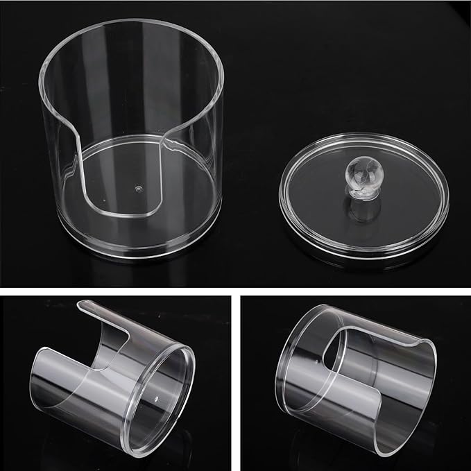 Tbestmax Plastic Cotton Round Holder and Dispenser, Clear Cotton Pads Storage Bathroom Canister Vanity Makeup Organizer