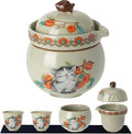 Mini Tea Cups,Cute Lucky Cat Cups,Small Tea Mugs,Porcelain Gongfu Tea set with 3 in 1,Tea Sets for Adults,Ceramic Tea Infuser Cup for Loose Leaf for Women/Tea Lovers/Birthday/Easter's Day (Green)