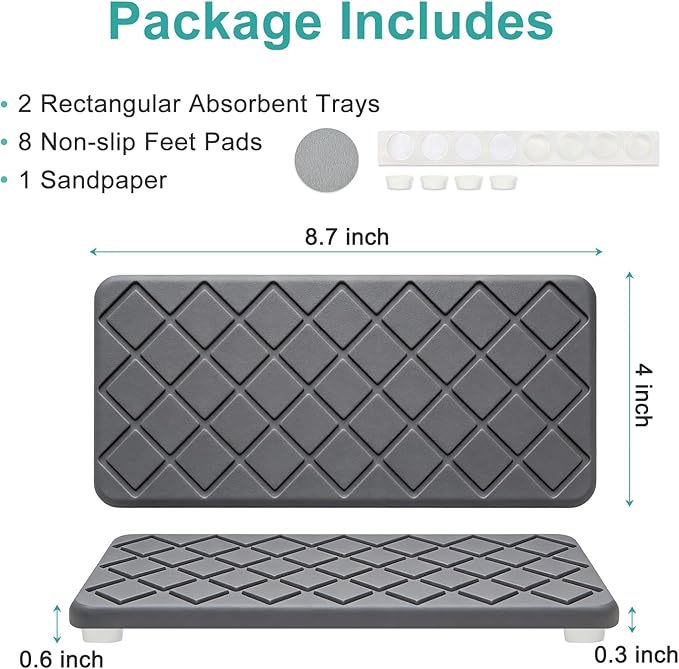 Water Absorbing Stone Drying Tray for Kitchen Counter Decor Bathroom Sink Organizer Soap Dish Dispenser Tray Diatomite Stone Fast Quick Drying Mat Bathroom Vanity Trays Sponge Holder Drink Coasters